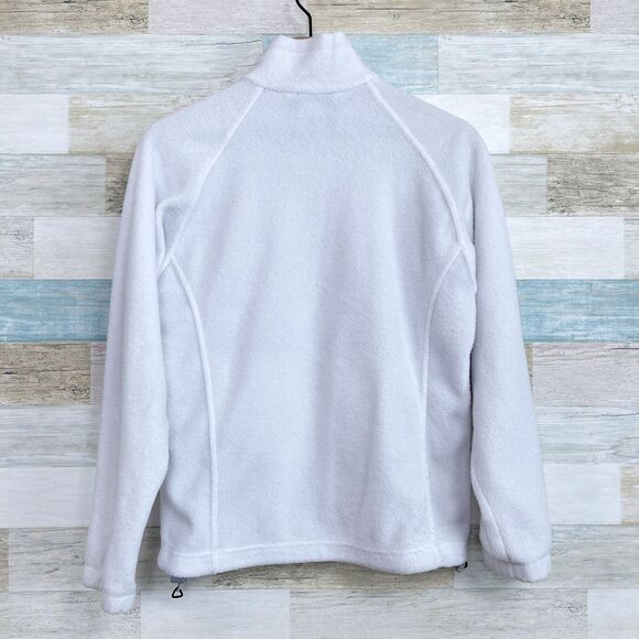 Columbia Benton Springs Fleece Jacket White Full Zip Pockets Womens Small - Picture 3 of 7